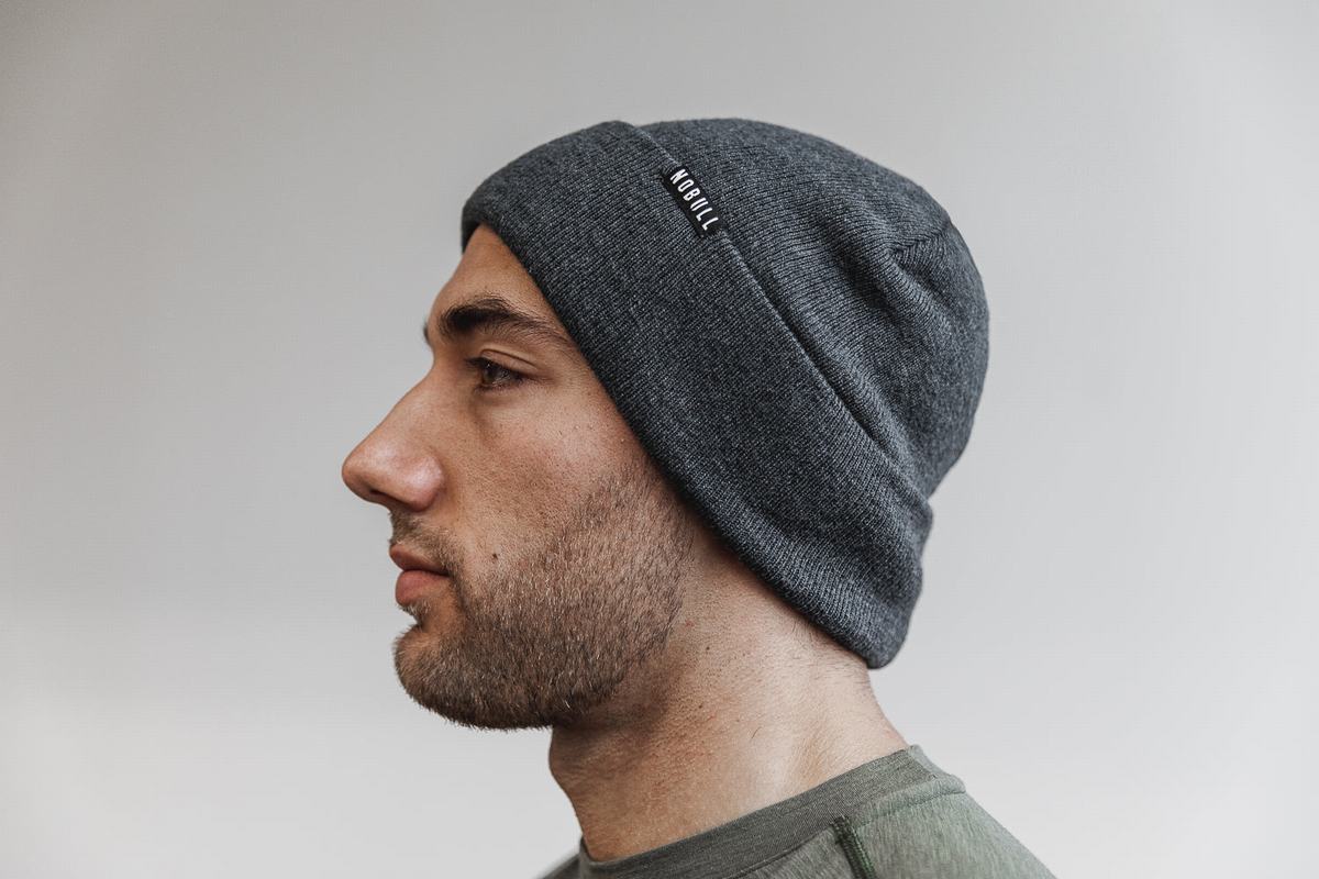 Nobull Cuffed Men\'s Beanie Dark Grey | Australia (HP7150)